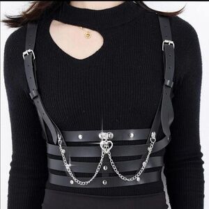 PU Leather Chain Layered Harness